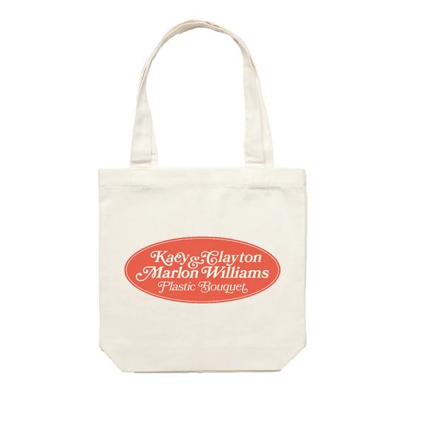 Kacy & Clayton and Marlon Williams - 'Plastic Bouquet' Cream Tote Bag